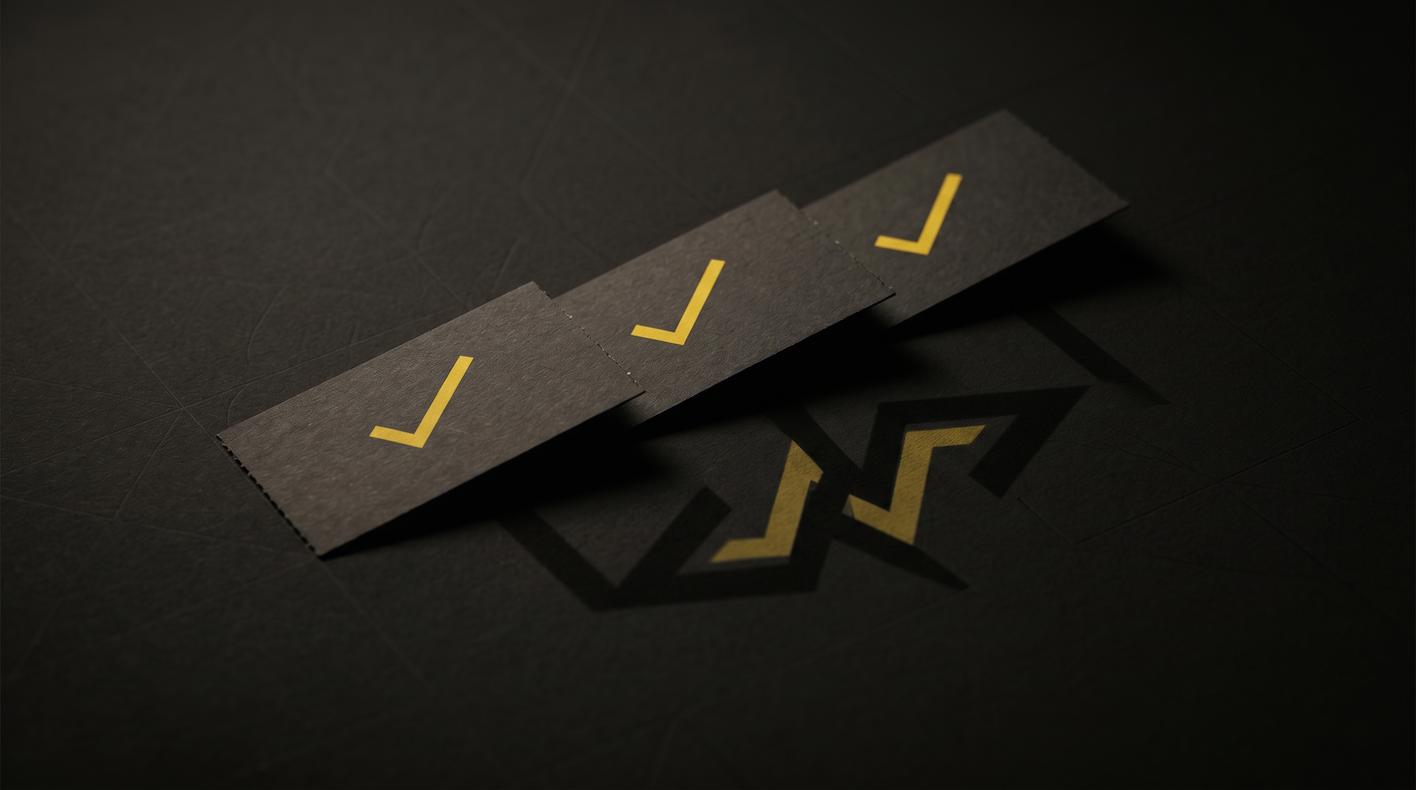 Three benign-looking task tickets in sequence, casting a single combined shadow shaped like an exploit, on a dark editorial surface with signal-yellow accents.